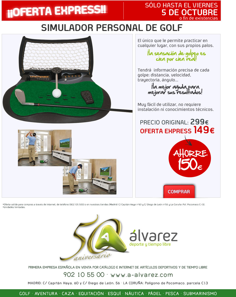 Simulador personal de golf sólo 149 euros ¡a mitad de precio!