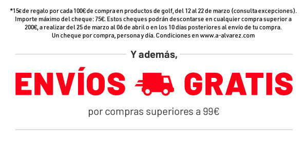 CHEQUES REGALO GOLF: 15 euros por cada 100 euros de compra